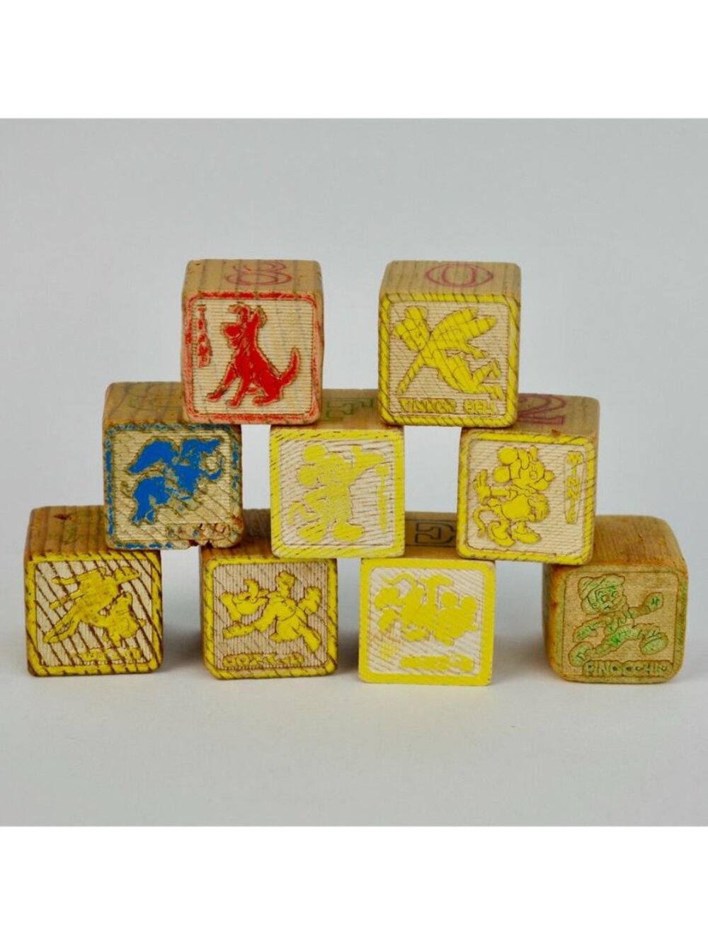 Vintage Disney Wooden Alphabet Blocks Set of 9